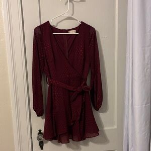 Altar’d State Deep Red Long Sleeve Dress